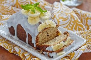 40030531 – banana bread with chocolate chips on wooden table