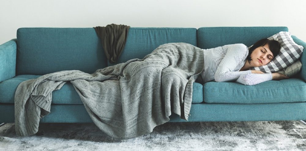 Woman sleeping on the sofa