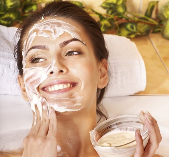 Natural homemade facial masks .