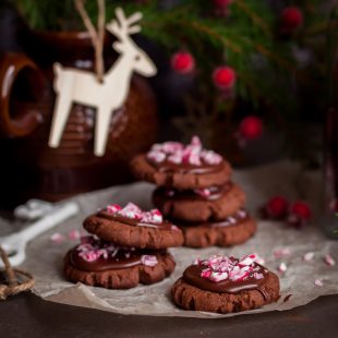 Chocolate Christmas Cookies with Crushed Candy Cane