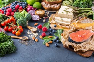 Selection assortment of healthy balanced food for heart, diet