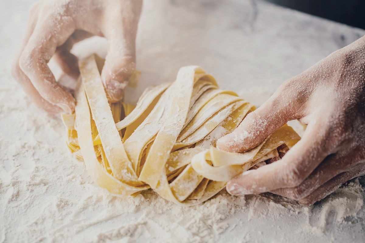 Chef making traditional italian homemade pasta