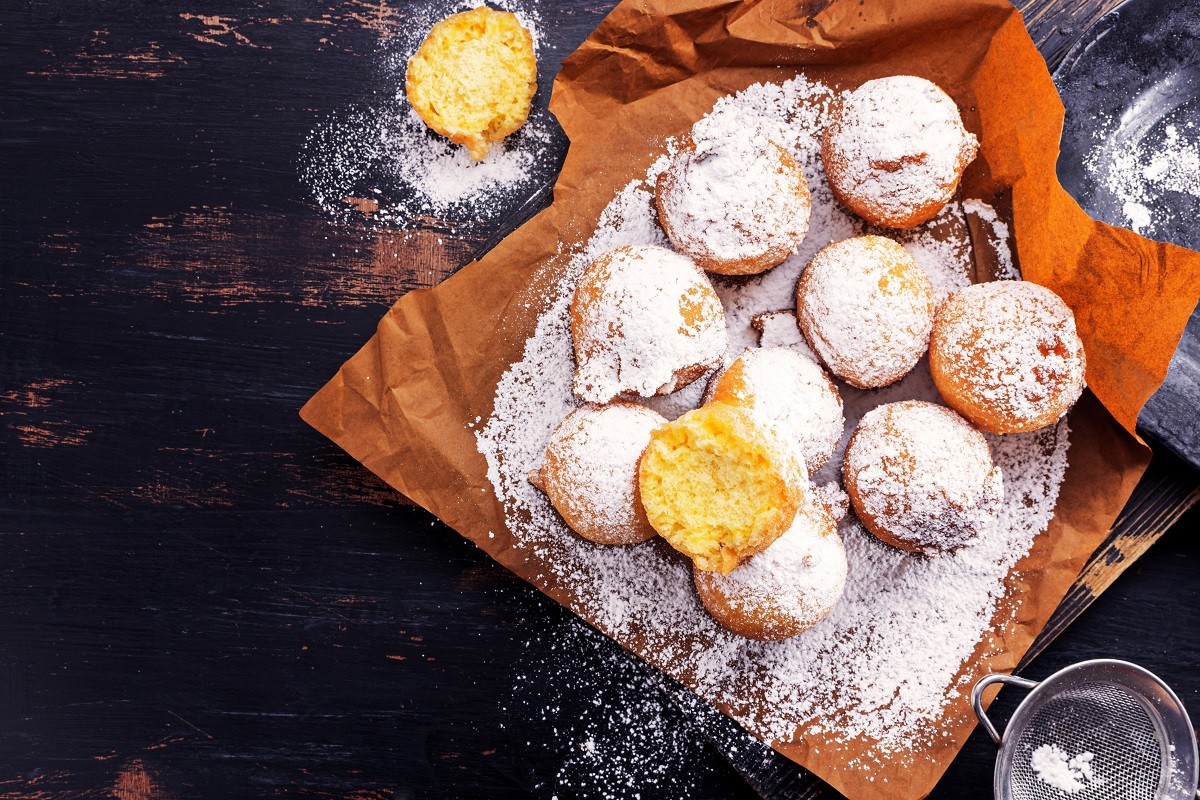 Fried carnival italian dessert in carnival top view