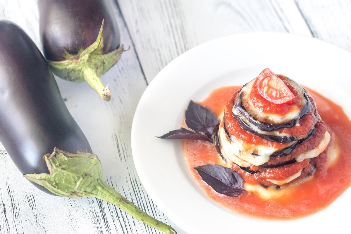 Portion of parmigiana di melanzane