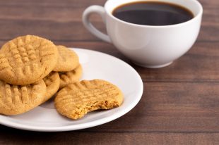 Classic Homemade Peanut Butter Cookies on a White Saucer