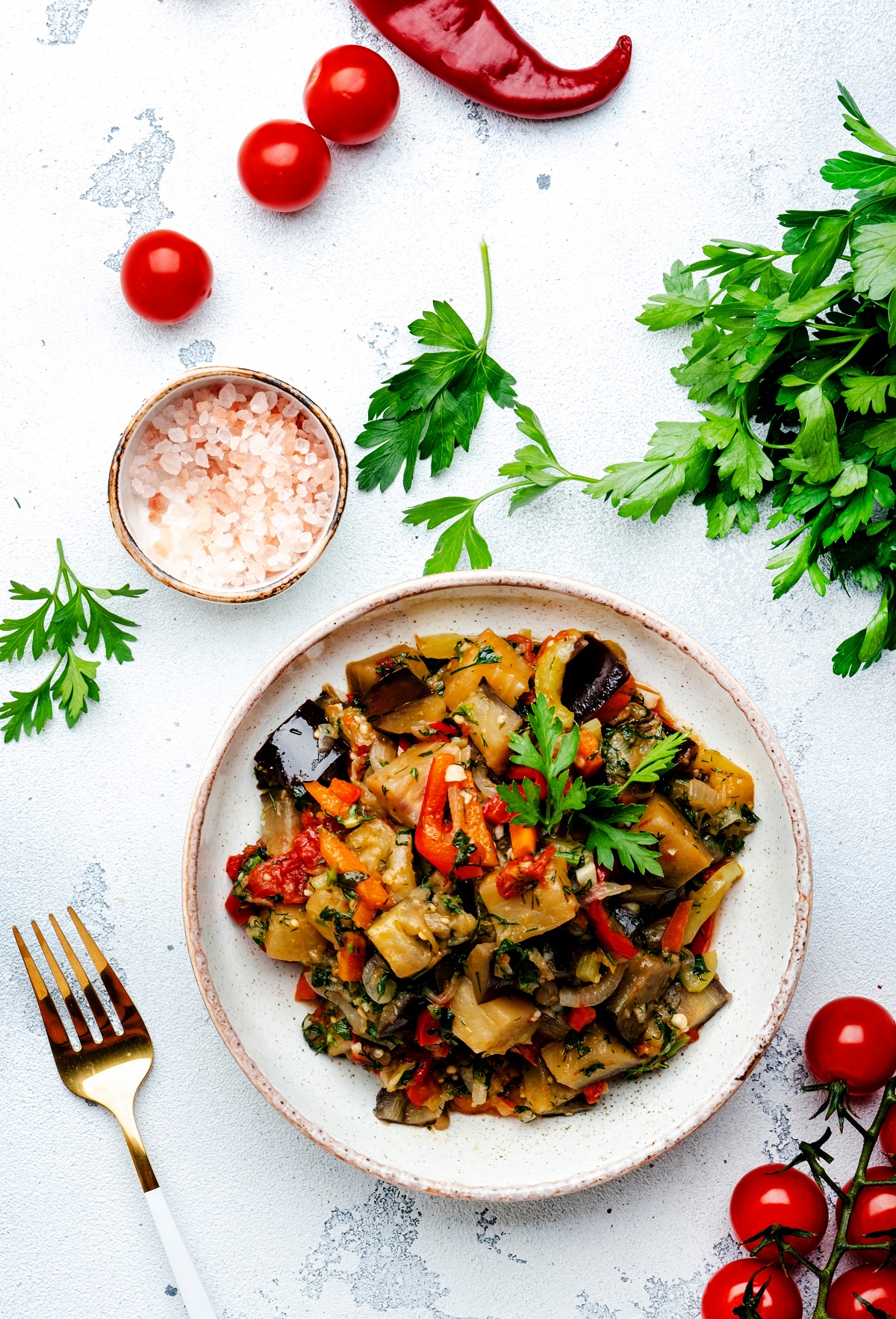 Vegetable,Stew,,Saute,Or,Caponata.,Stewed,Eggplant,With,Paprika,,Tomatoes,