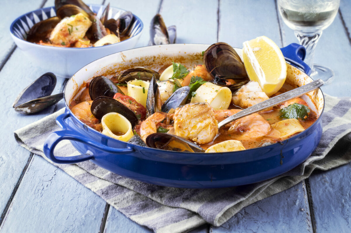 Seafood Stew in Saucepan