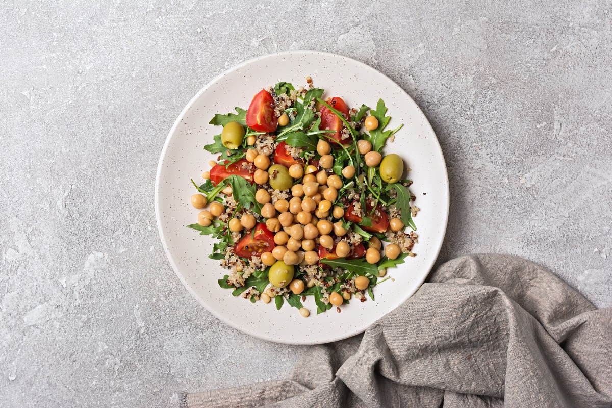 Healthy,And,Tasty,Vegetarian,Food.,Top,View,Of,Salad,With
