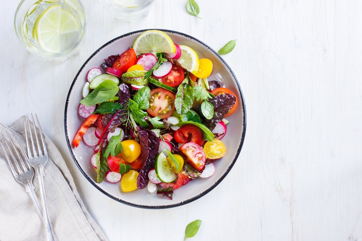 Salad,With,Fresh,Summer,Vegetables,,Top,View