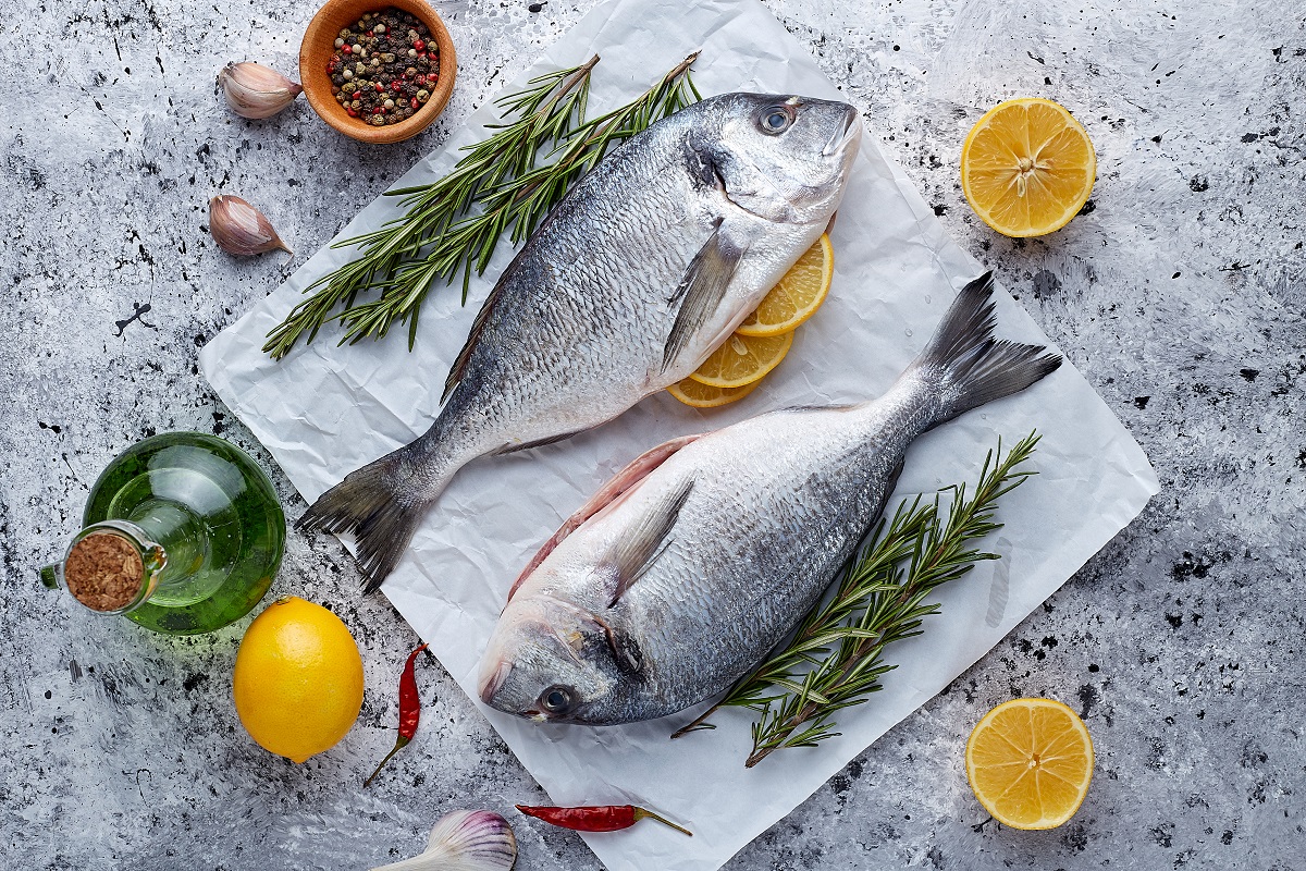 Raw,Fresh,Organic,Dorado,Or,Sea,Bream,On,Stone,Or