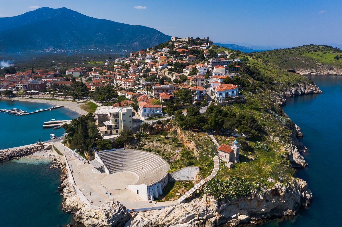 Paralio,Astros,Cityscape,,View,From,Drone,,Arcadia,,Greece
