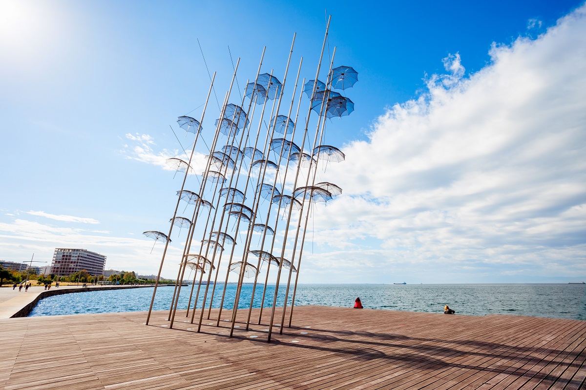 The,Sculpture,Umbrellas,By,George,Zongolopoulos,Are,Located,At,The