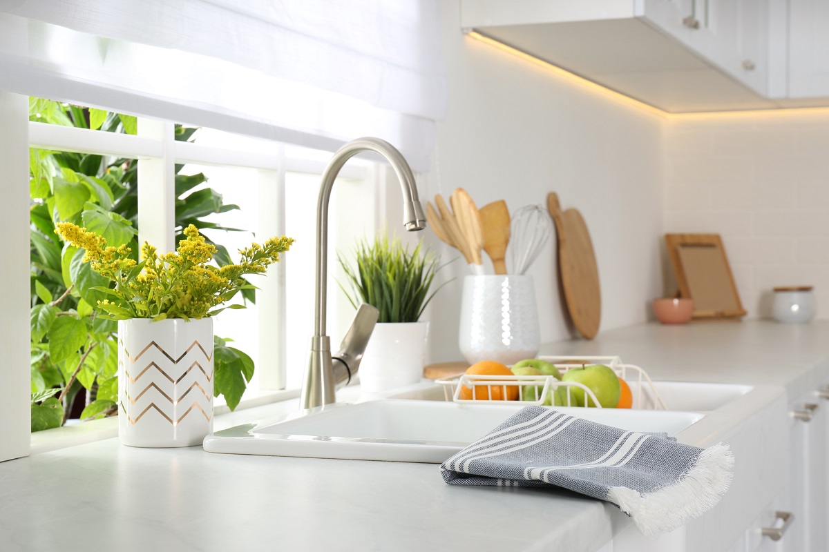 Beautiful,White,Sink,Near,Window,In,Modern,Kitchen