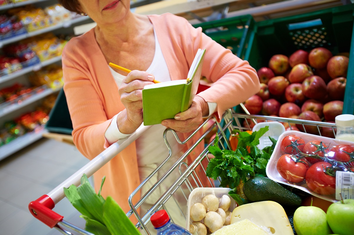 Image,Of,Senior,Woman,Looking,At,Product,List,With,Goods