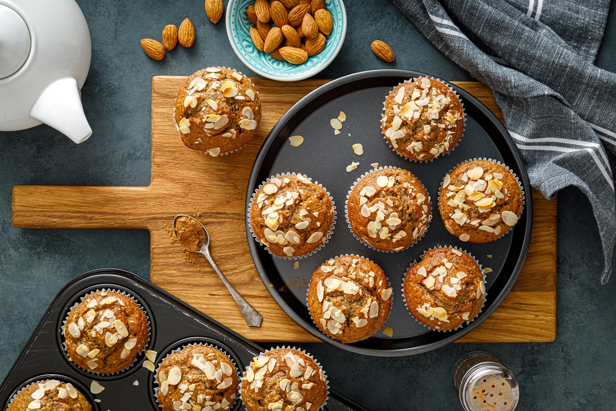 Healthy,Gluten,Free,Almond,Muffins,With,Nut,Slices