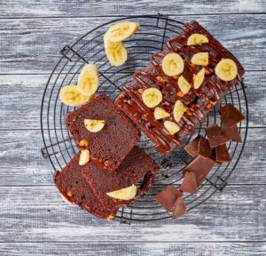 Chocolate,Banana,Pound,Cake,Top,View,,Copy,Space