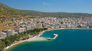 Aerial,Drone,Photo,Of,Famous,Seaside,Area,And,Main,Town