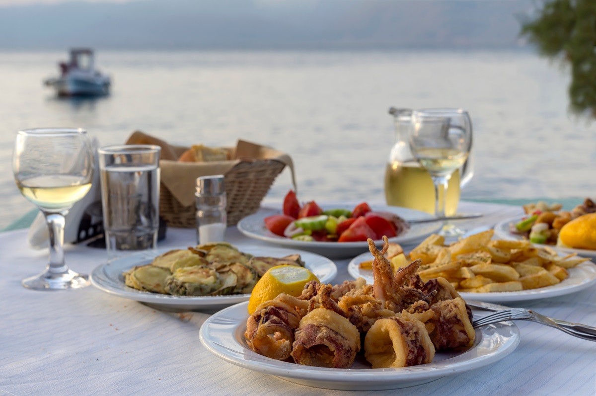 Seafood.,Delicious,Fried,Calamari,,French,Fries,,Cucumber,,Fried,Zucchini,And