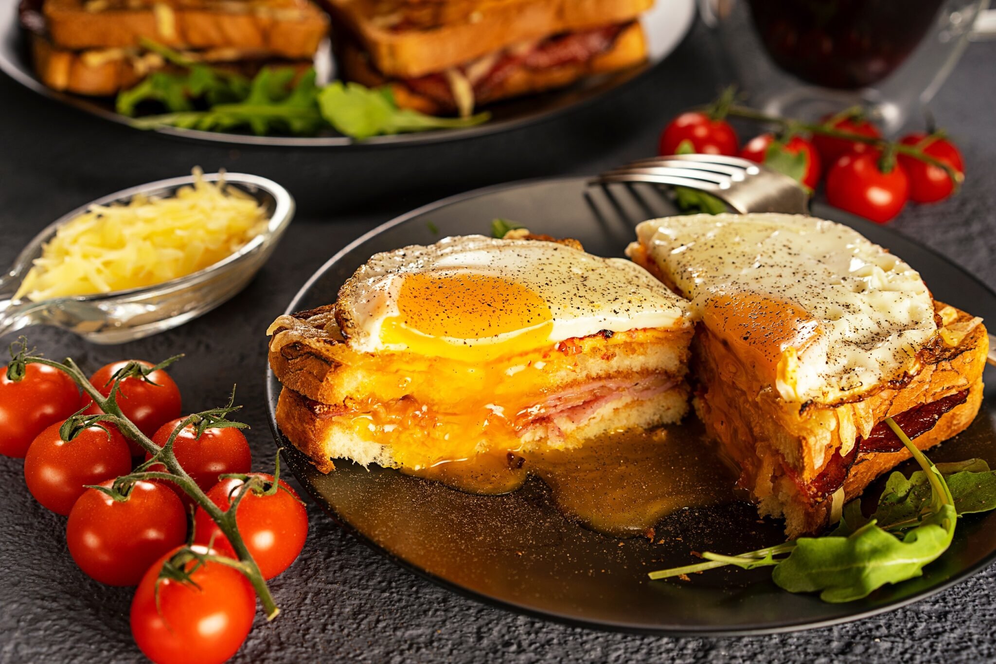 Hot,French,Sandwich,For,Breakfast.,Croque,Madame,Sandwich.,Bechamel,Sauce.