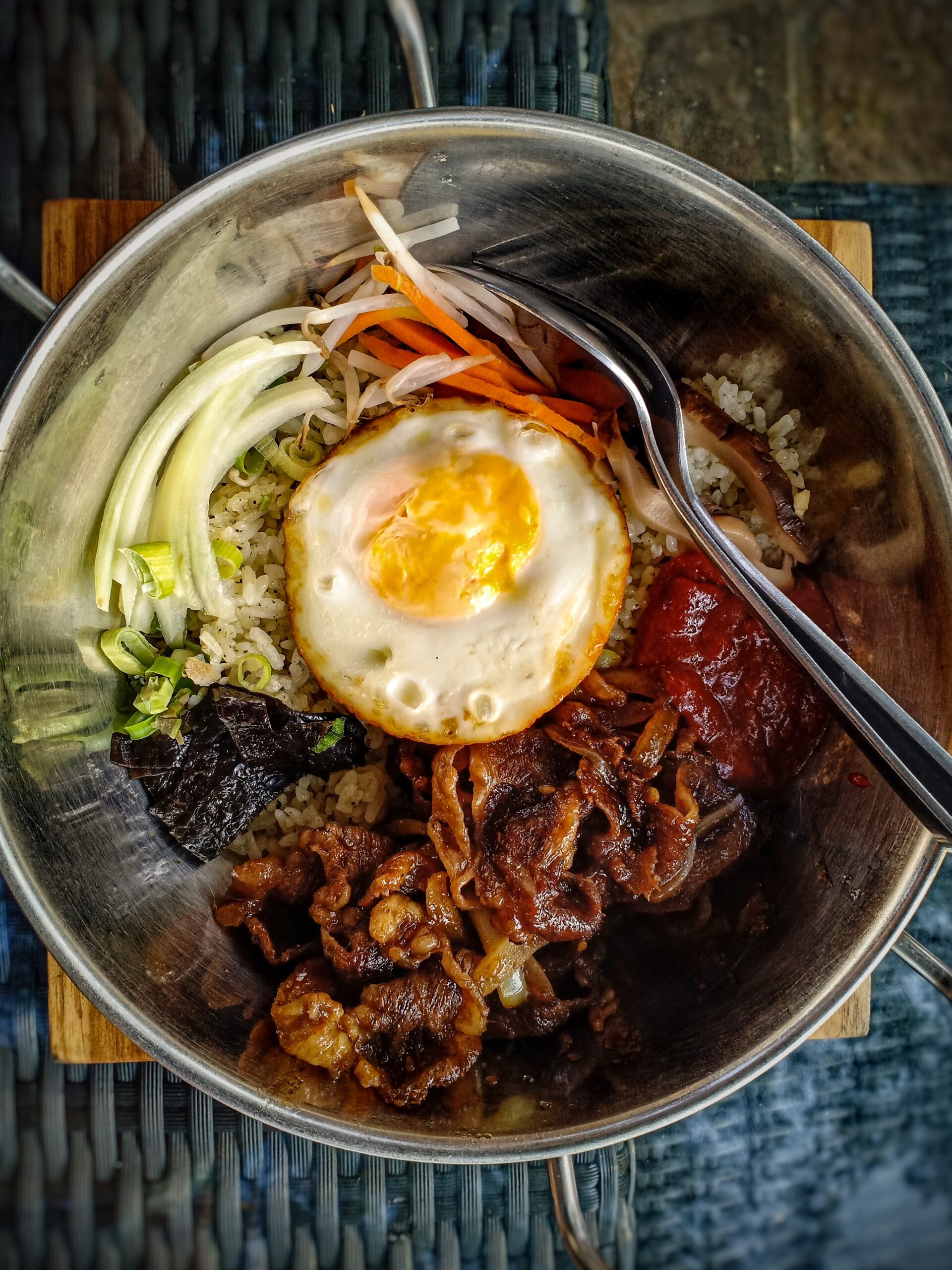 Korean,Food,Beef,Yangnyeom,Bibimbap.,Sirloin,Slices,,Sesame,,Nori,Butter
