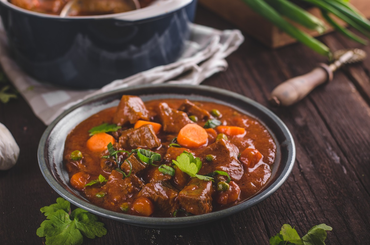 Beef,Stew,With,Carrots,,Food,Photography,,Lot,Of,Herbs,Inside
