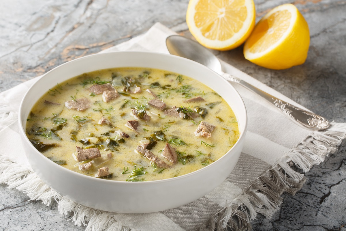 Magiritsa,Greek,Easter,Soup,With,Lamb,Intestines,And,Liver,,Herbs,