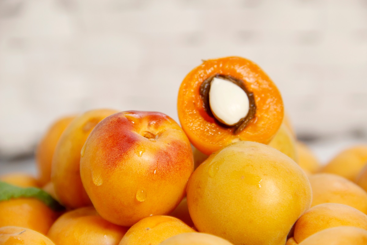 Fruit,Small,Red,Apricot,On,A,Light,Background,Table