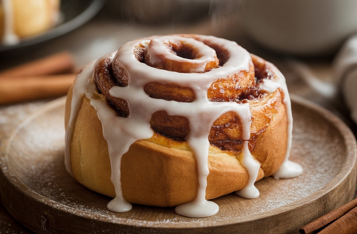Cinnamon,Roll:,Baked,Pastry,cinnamon,white,Icing,sweet,dessert,rustic,Plate,close-up,soft,Texture,breakfast,comfort,Food,homemade,glazed,treat,food,Photography,warm
