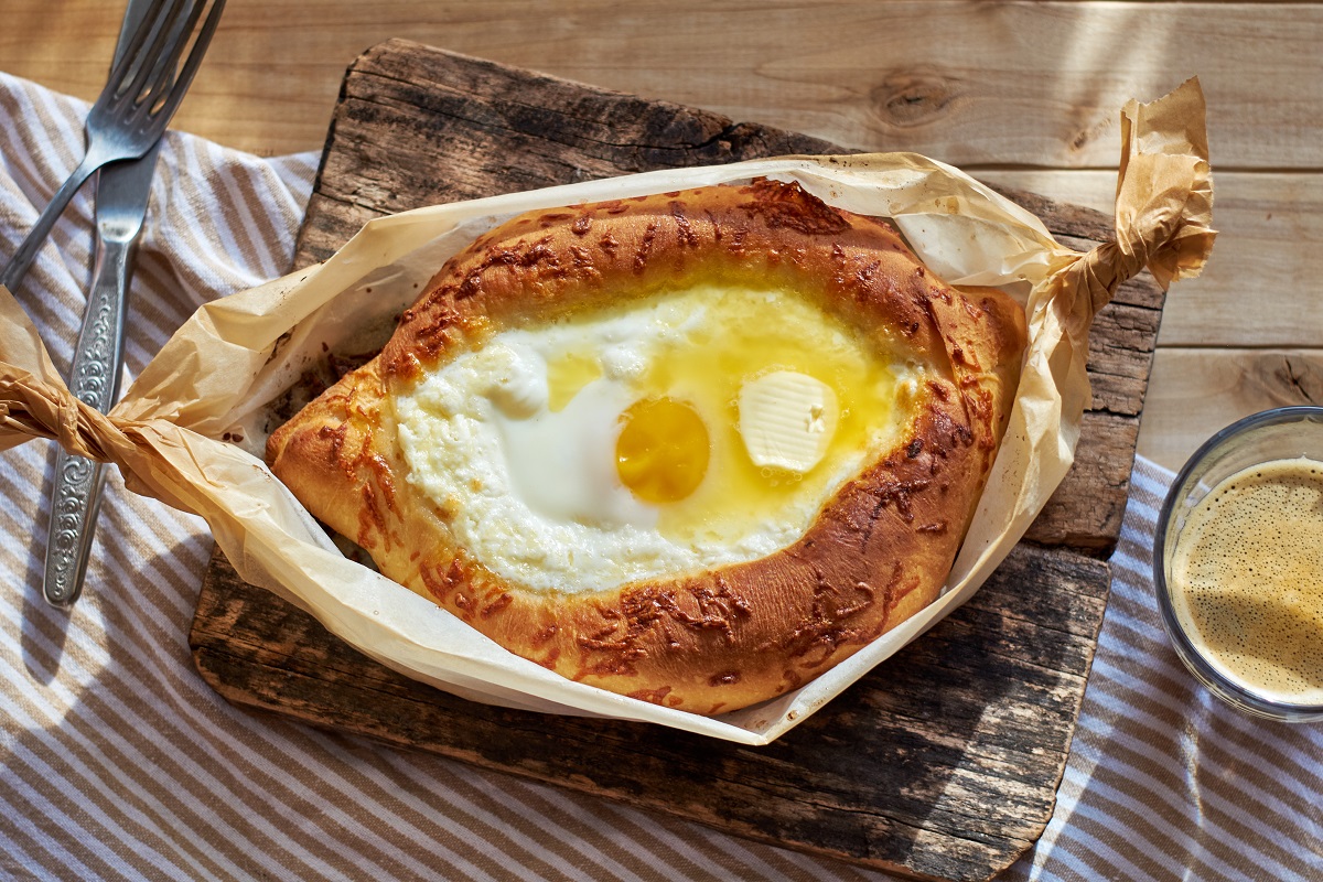 Adjaruli,(acharuli),Khachapuri,,Georgian,Cheese,Bread.,Traditional,Georgian,Recipe,Made