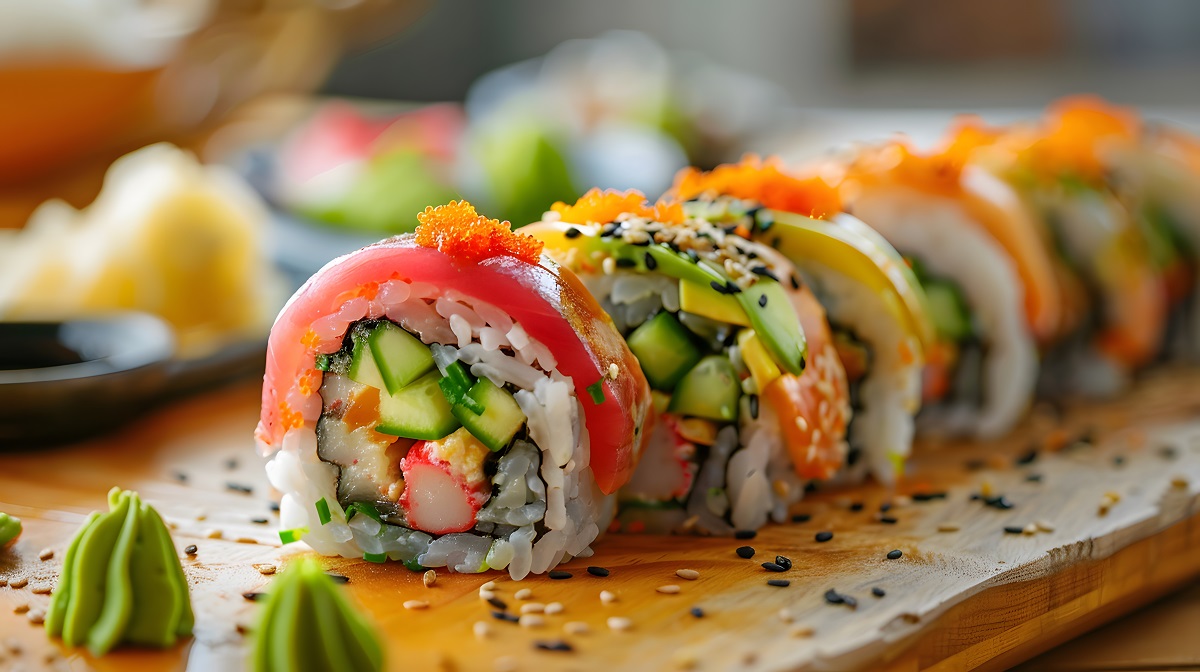 Close-up,Shot,Of,A,Mouth-watering,Maki,Sushi,Roll,Filled,With